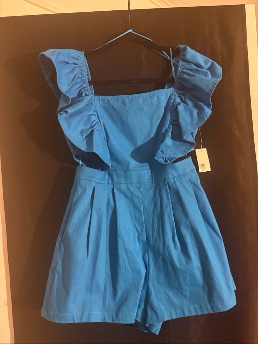 Flying Tomato Cobalt Blue Ruffle-Strap Romper